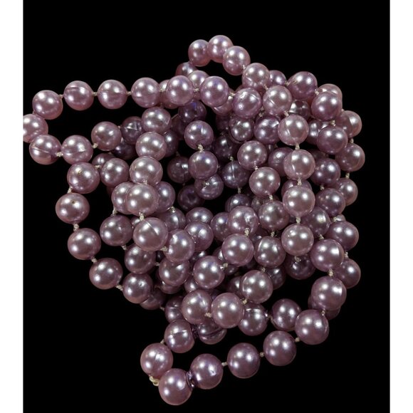 Metallic Coquette Pastel Purple Beaded Opera Necklace - Picture 3 of 5